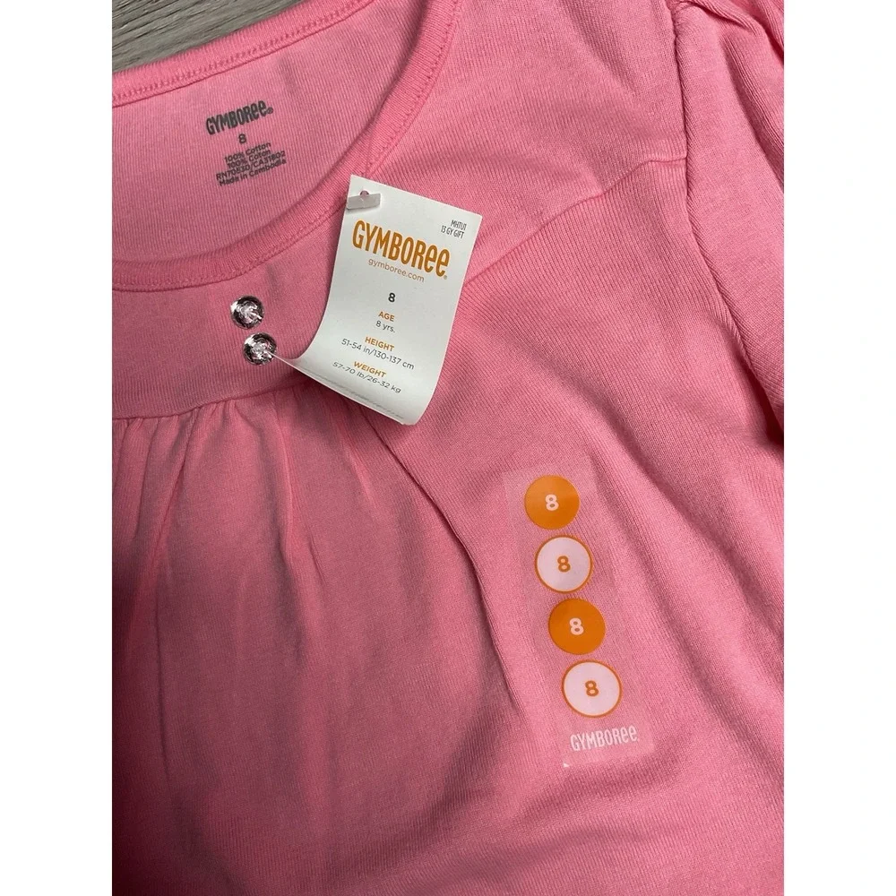 GYMBOREE STAR OF THE SHOW HONEYSUCKLE‎ PINK BASIC L/S TEE SIZE 8 NWT